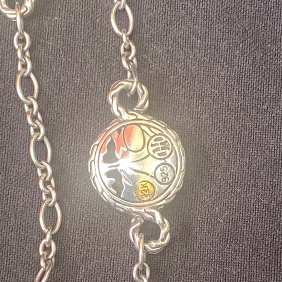 Designer JOHN HARDY Sterling Silver & 22K Palu Bulan Link Chain Necklace, 40”L - Picture 4 of 6